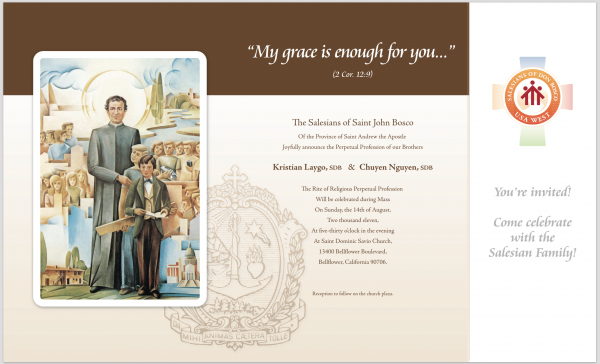 Digital Invitation - Salesian Perpetual Professions